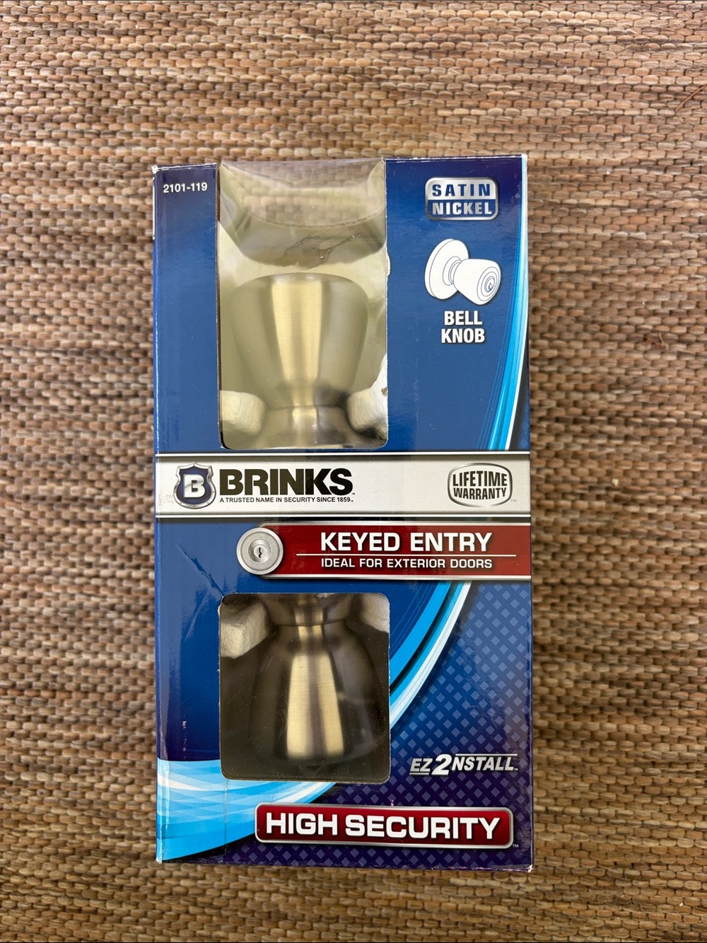 Brinks Satin Nickel Keyed Entry Bell Knob - Silver Finish